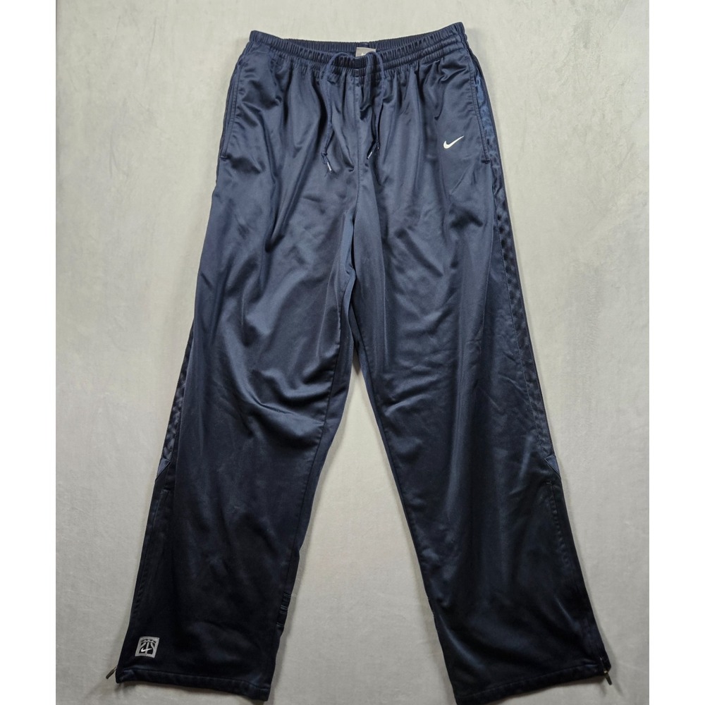 Vintage Nike Sweatpants Mens XL Blue Drawstring Zip Ankle Logo Silver Tag Y2K
